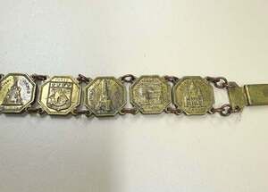Vintage Paris France Souvenir Charm Bracelet Eiffel Tower Landmarks Gold Tone